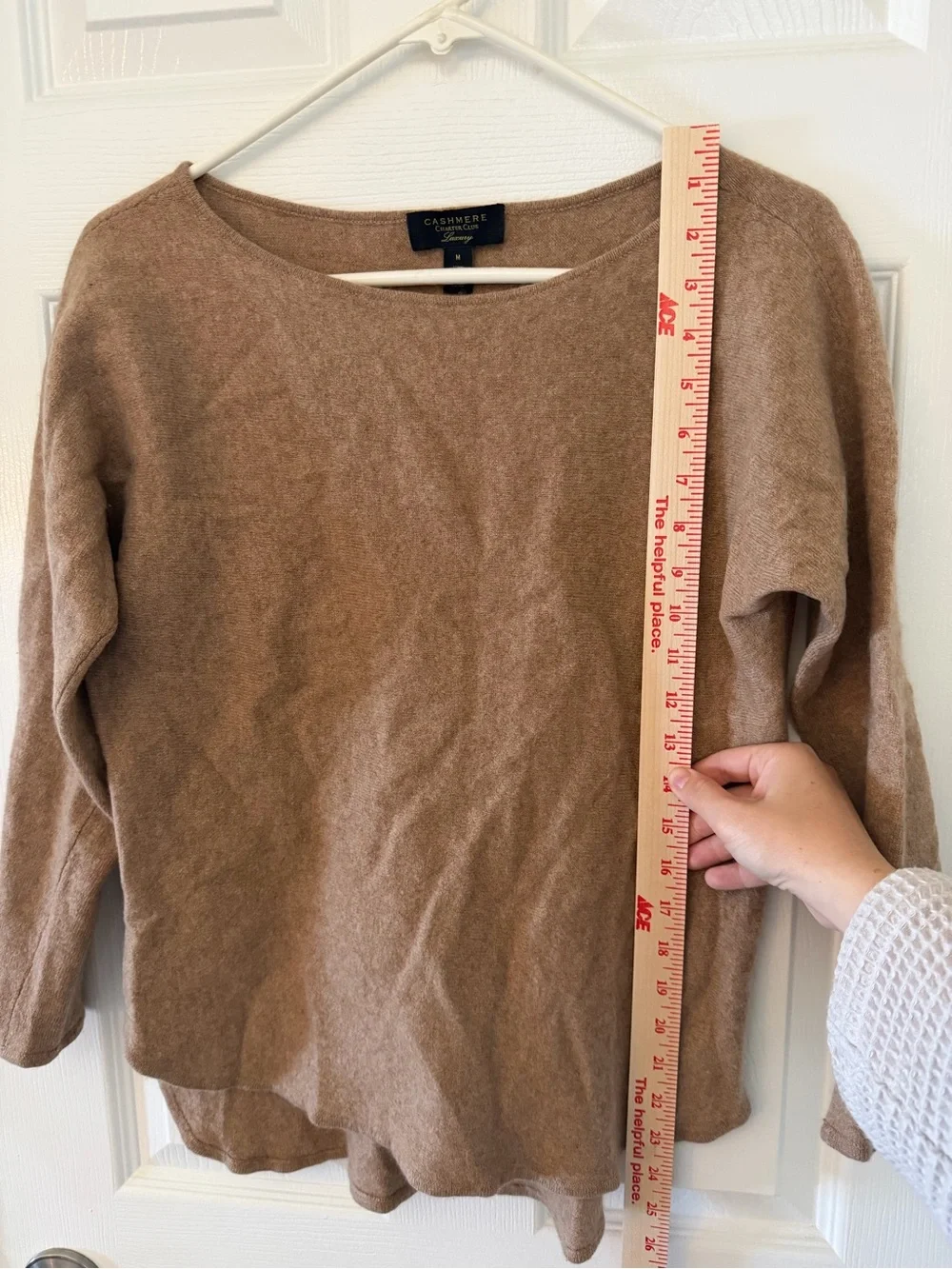 Charter Club Luxury 100% Cashmere Camel Long Sleeve Size Medium - Picture 6 of 8